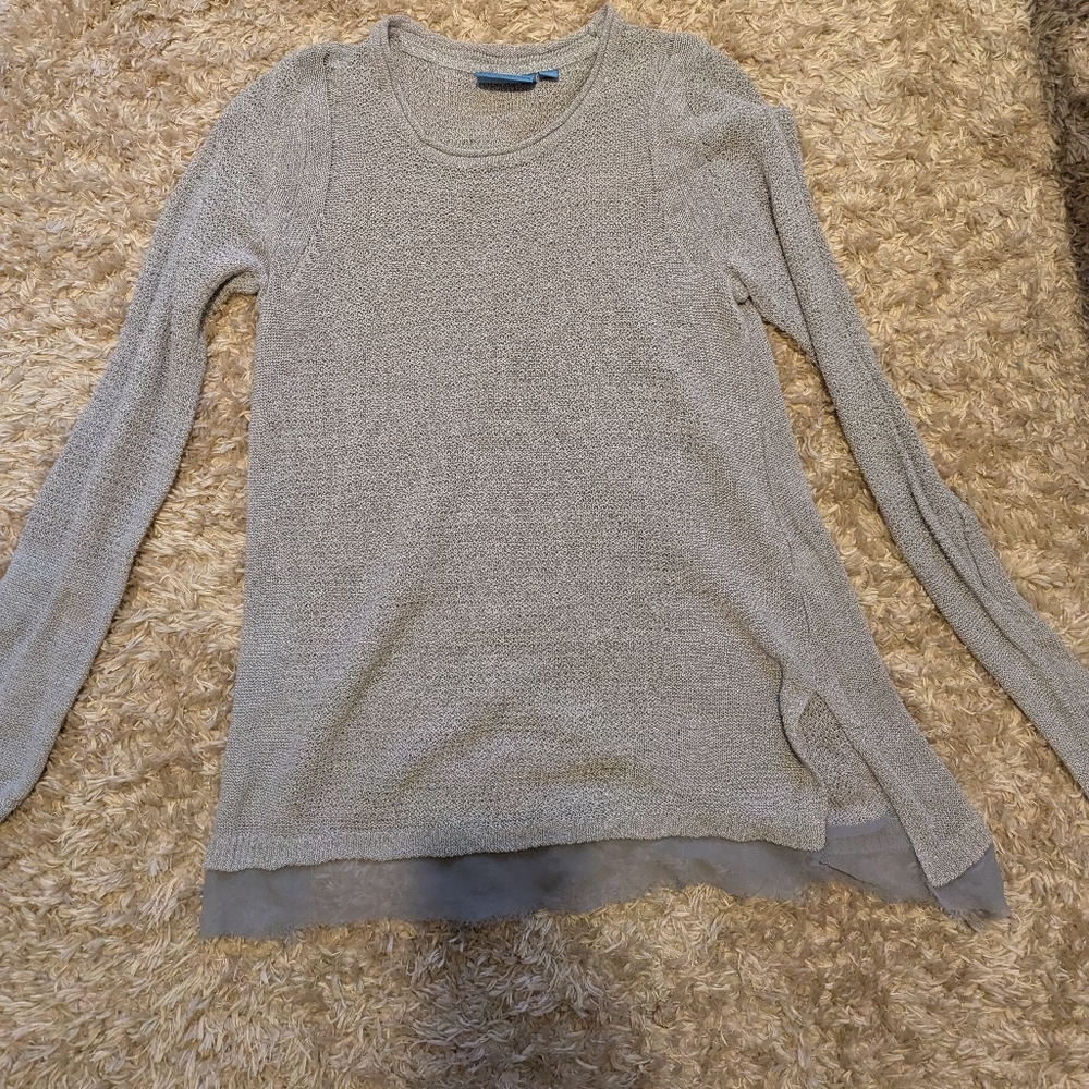 Grey Mesh Vera Wang Long Sleeve Top